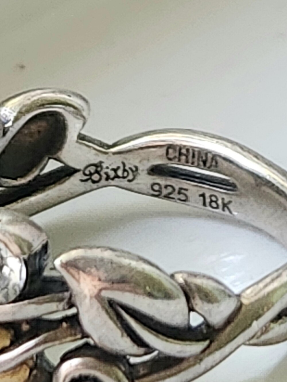 BARBARA BIXBY 18K STERLING VINE & WHITE TOPAZ RING SIZE 8 - Picture 10 of 11